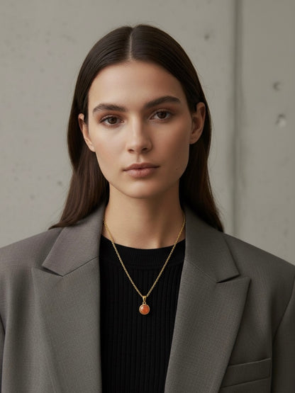 ÉCLAT Orange Sunstone Dainty Necklace