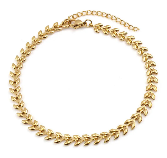 Fish Bone Anklet - Gold