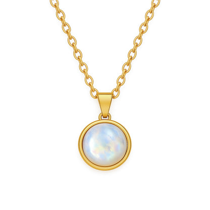 DAYA Rainbow Moonstone Pendant Necklace Gold