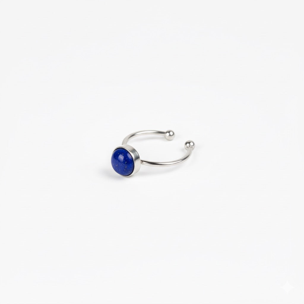 Bague Minimaliste Lapis Lazuli - Argent