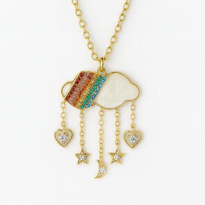 AURA DREAM Regenbogenwolke Zirkonia-Anhänger Halskette Gold