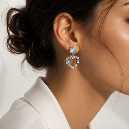 CELESTIAL LOVE Moonstone Earrings Silver