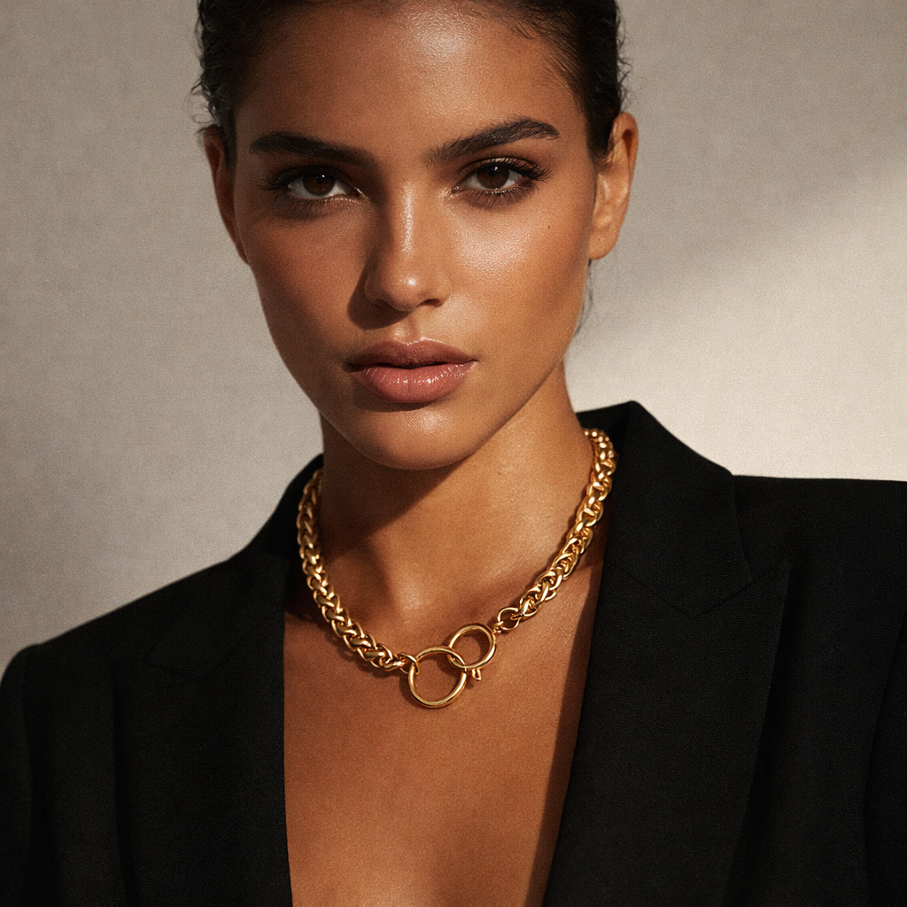 MIA Weizenkette O-Ring-Choker-Halskette Gold