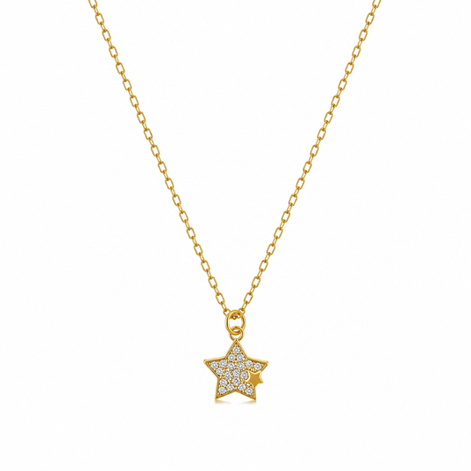 ASTRAE Dainty Zirconia Star Necklace Gold