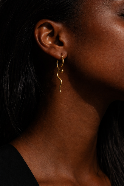 SERPENTIA Snake Huggies Earrings Gold
