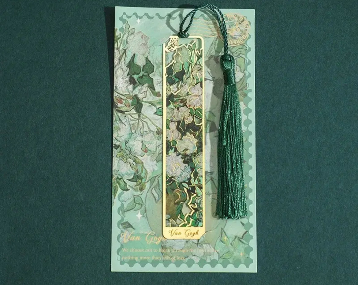 Vintage Floral Art Metal Bookmark WHITE ROSES VINCENT VAN GOGH