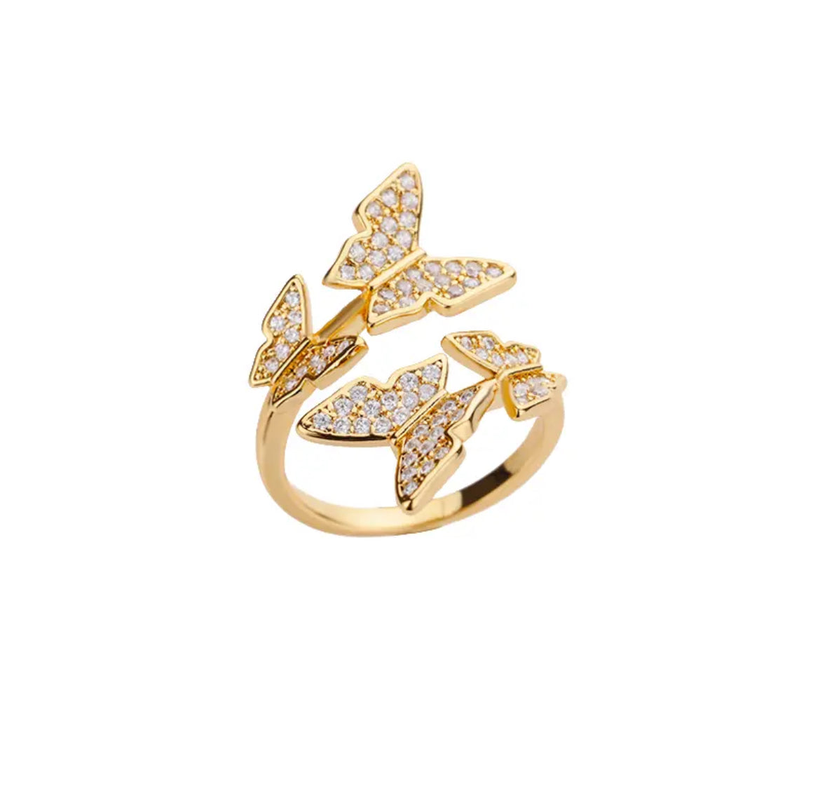 SPRING Butterfly Zircon Ring Gold