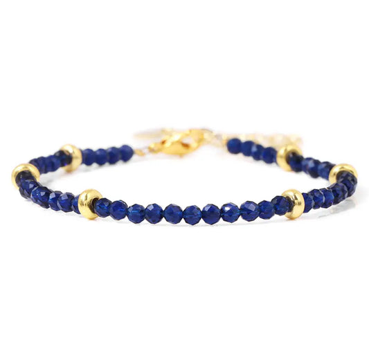 CLEO Blue Beaded Bracelet Gold