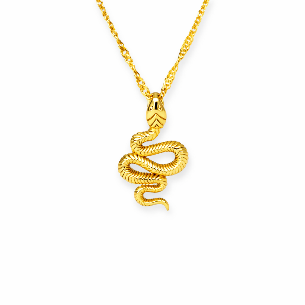 SERPENT Snake Pendant Necklace Gold