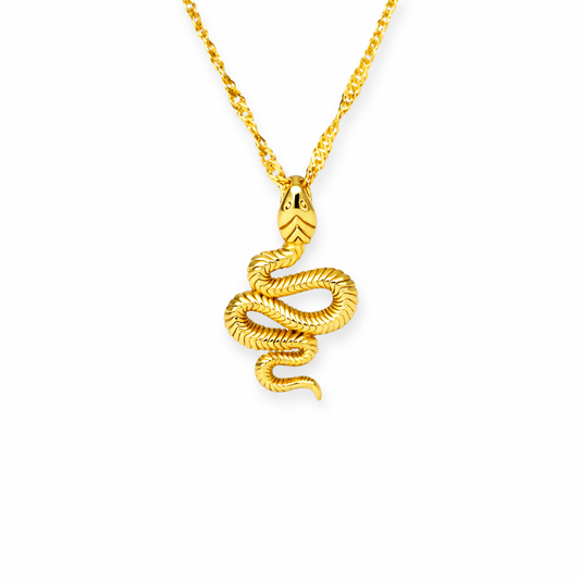 SERPENT Snake Pendant Necklace Gold