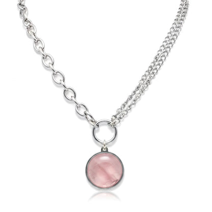 EQUINOX Rose Quartz O Ring Chain Choker Necklace