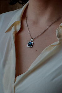 VARG Blue Labradorite Square Necklace Silver
