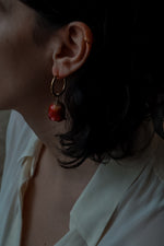 Cargar imagen en el visor de la galería, ROSEWATER Red Rose Charm Hoop Earrings Gold
