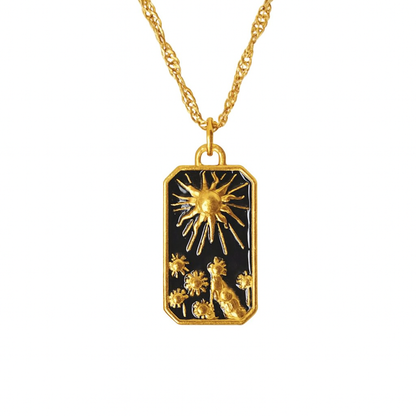 SOLBLOOM Sun Sunflowers Charm Pendant Necklace Gold