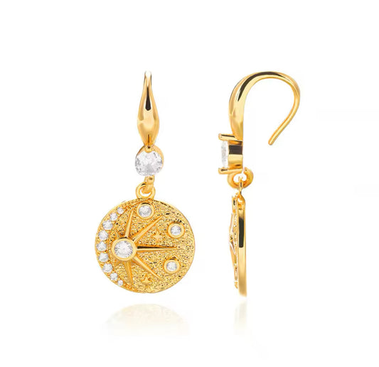 SUN&MOON Zircon Earrings Gold