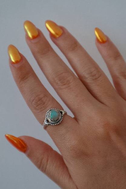 EMBERVEIL Raw Ethiopian Opal Ring 925 Silver