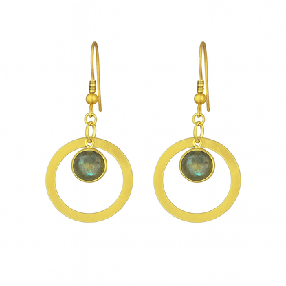 LUNARIA Green Labradorite Hoop Earrings Gold
