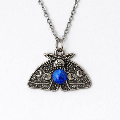 MOON MOTH Custom Gemstone Pendant Necklace Silver