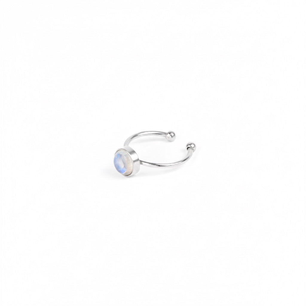 ODESSA Rainbow Moonstone Ring Silver
