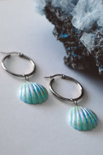 Load image into Gallery viewer, Seashell Aura Earrings  - Blue / Silver

