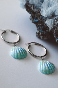 Seashell Aura Earrings  - Blue / Silver