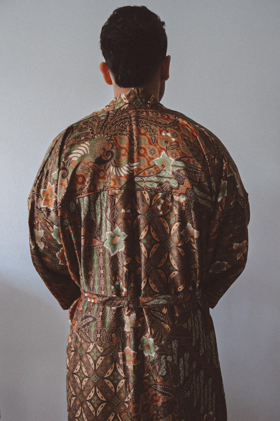 Brown and Gold Long Kimono Robe Mens - Earth Nomad