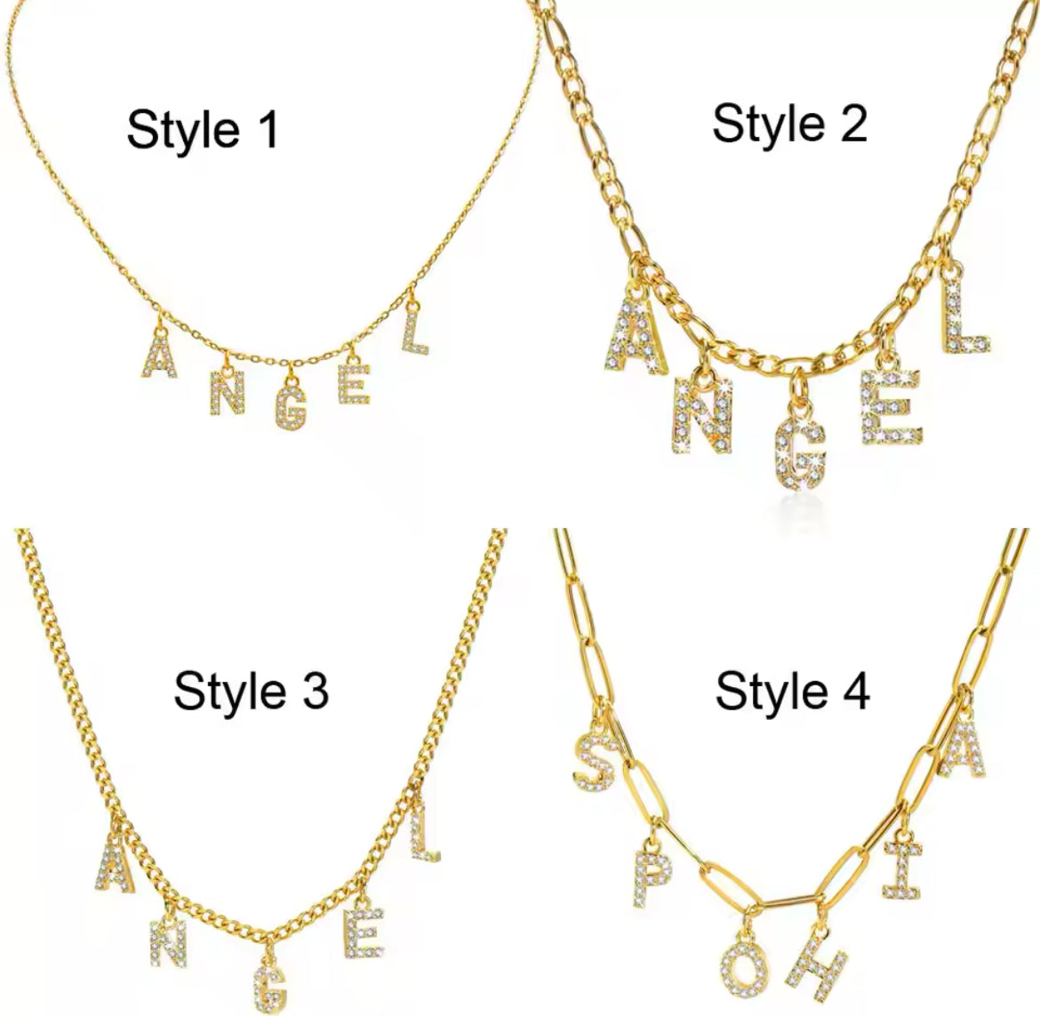 Personalized Letter Name Necklace Gold