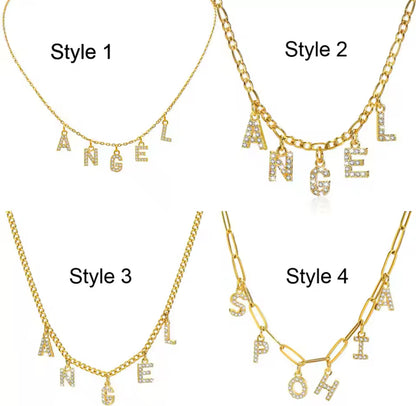 Personalized Letter Name Necklace Gold