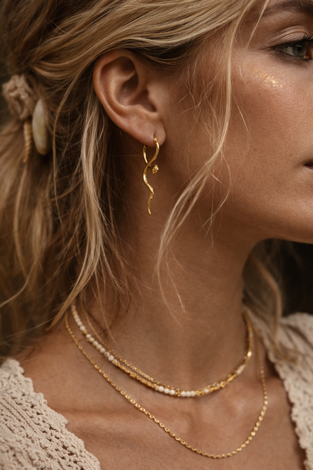 SERPENTIA Snake Huggies Earrings Gold