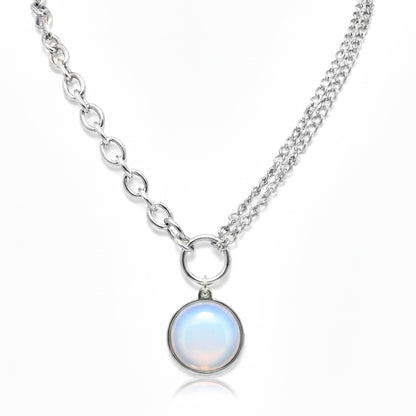 Collier ras du cou EQUINOX en opaline et chaîne à anneau en O