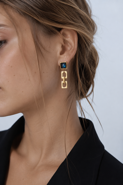 VARG Blue Labradorite Chain Earrings Gold