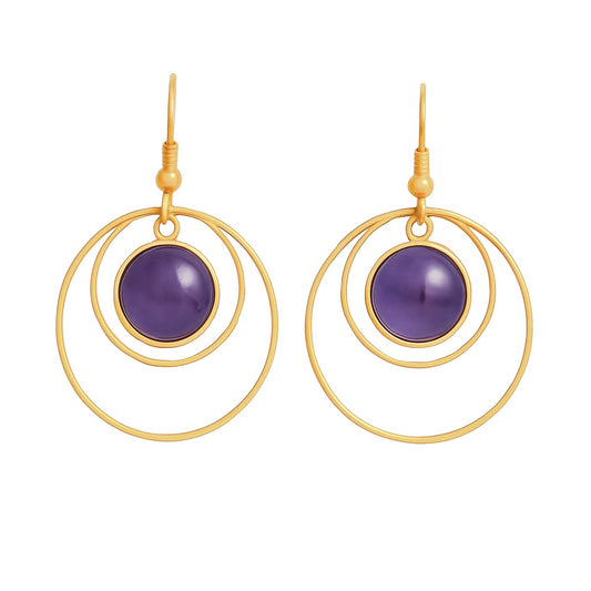 ANETHA Amethyst Dangle Hoop Earrings Gold
