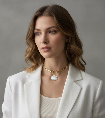 Seashell Aura O Ring Choker Gold
