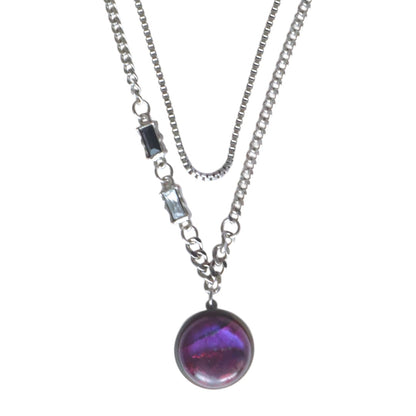 NYX Purple Labradorite Dual Chain Necklace Silver