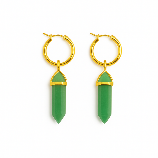 CERCLE Green Aventurine Hoop Earrings Gold