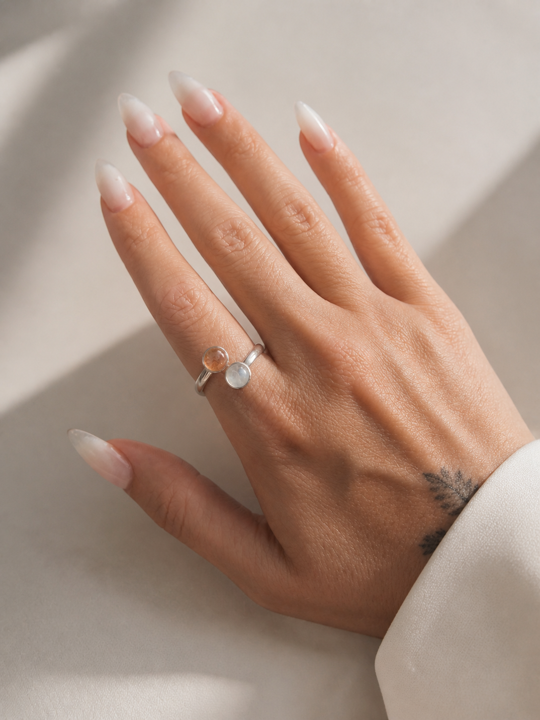 ELYSIA Sunstone and Moonstone Ring Silver
