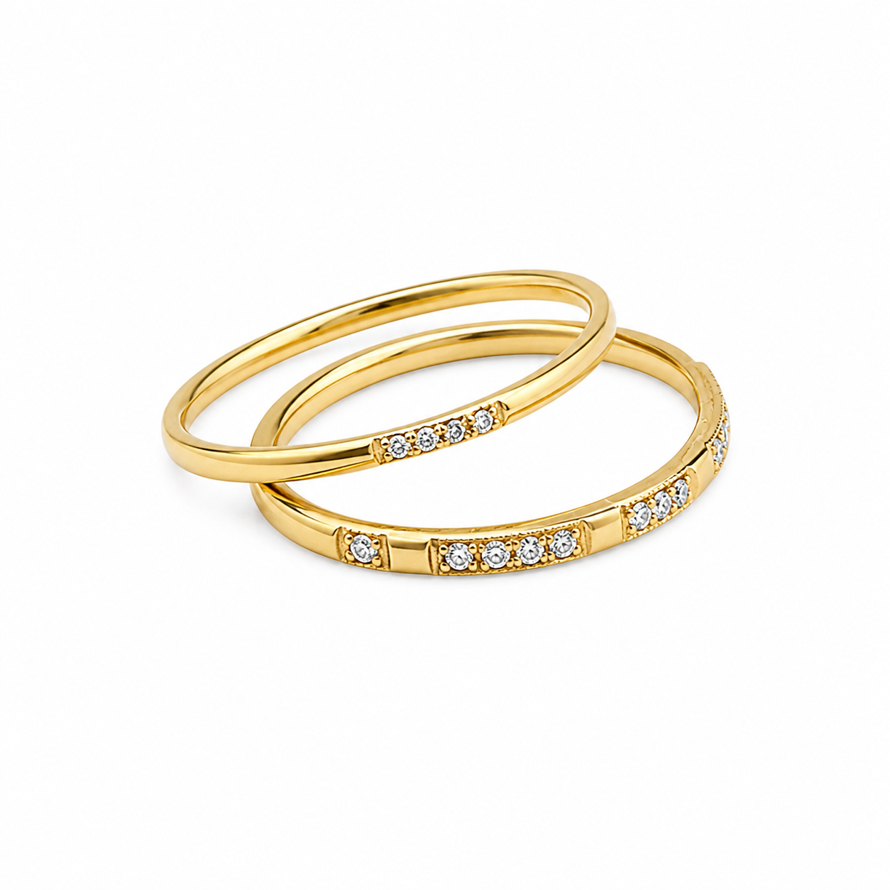SOLENNE Micro Cubic Zirconia Stackable Ring Set Gold