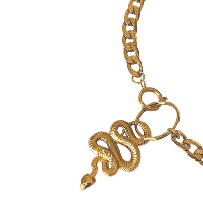 YEAR OF THE SNAKE Pendant O Ring Chain Choker Gold