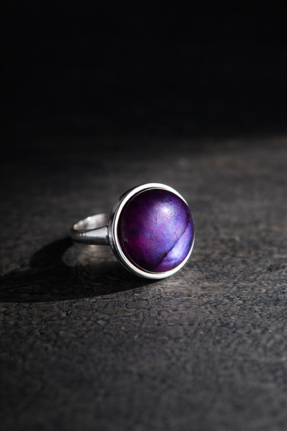 AYA Purple Labradorite Statement Ring Silver
