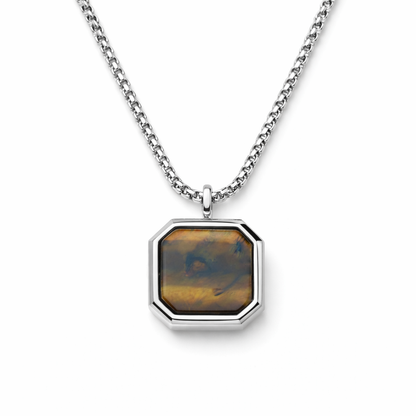 EDGE Tiger’s Eye Pendant Chain Necklace Silver