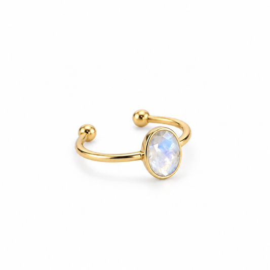 SOMA Oval Faceted Moonstone Ring Gold