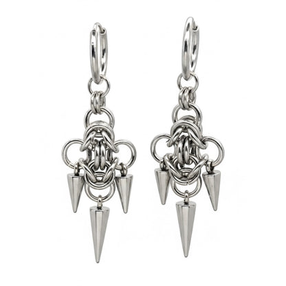 VORTEX Chainmail Charm Hoop Earrings Silver