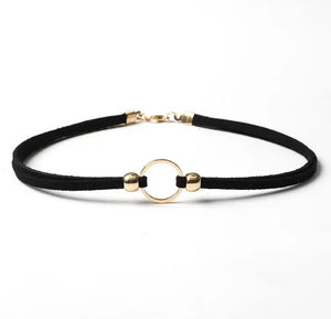 Gold O Ring Choker Necklace