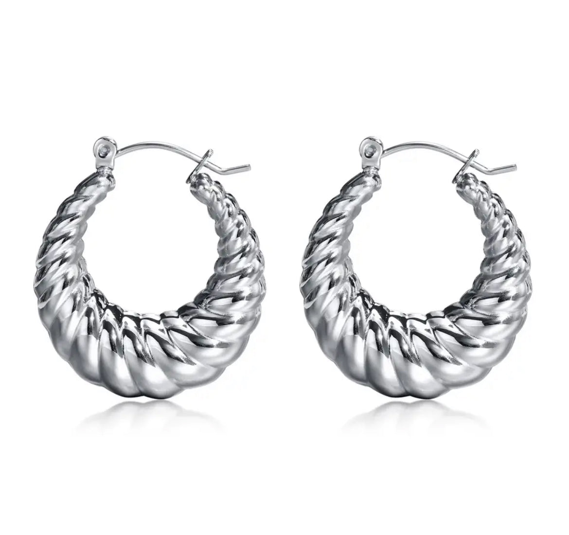 CONCH Hoop Earrings - Silver