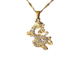 DRAIGANA Zircon Dragon Pendant Necklace Gold
