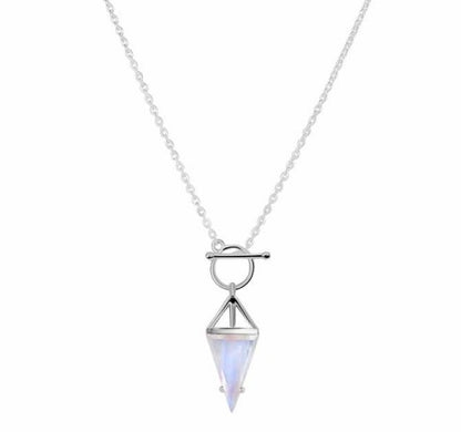 KALI Moonstone Pencil T Lock Necklace 925 Silver