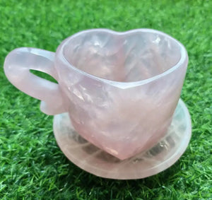 Ensemble de tasses à thé coeur en quartz rose