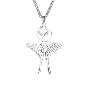 FAERIE Moon Moth Necklace Silver