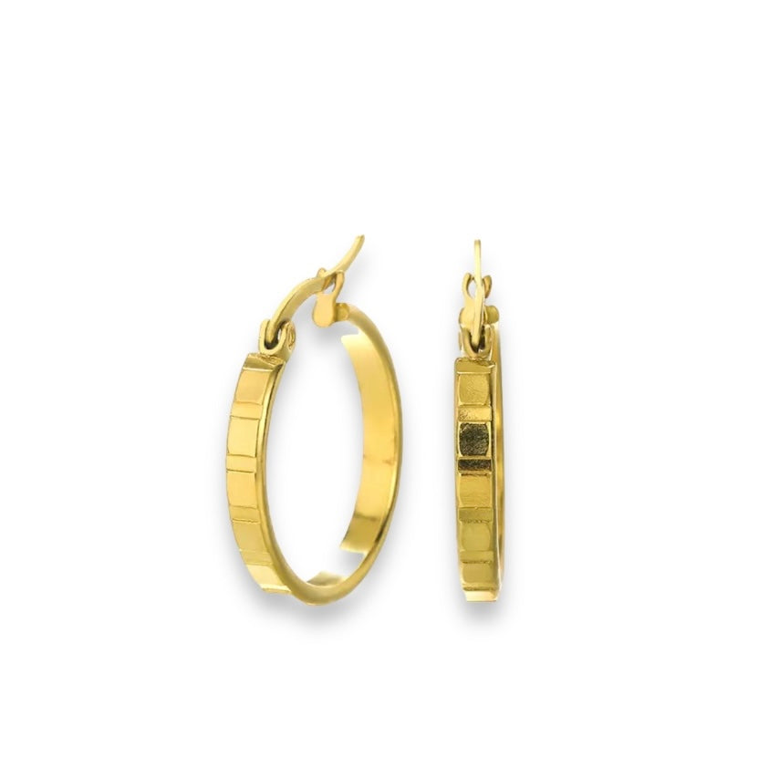 ATHENA Square Detailed Hoop Earrings - Gold:
