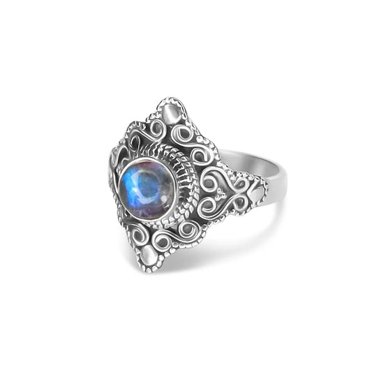 BALANCE Blue Labradorite Filigree Ring 925 Silver